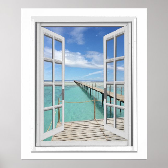 Ocean View Faux Window Poster (Front)