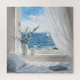 Ocean View in a Bedroom Window Jigsaw Puzzle