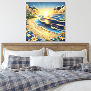 Ocean View Tropical Paper Quilling Effect  Canvas Print