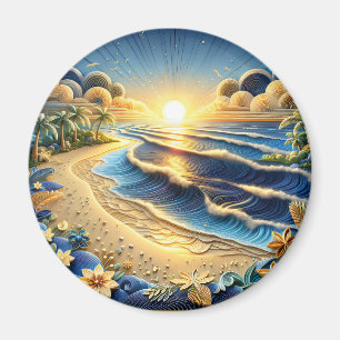 Ocean View Tropical Paper Quilling Effect Magnet