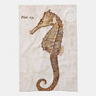Ocean Vintage Sea Horse Creature Seahorse Tea Towel