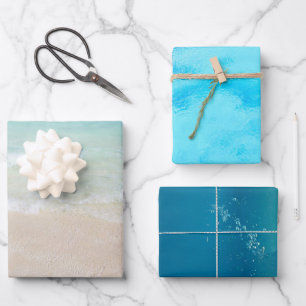 Ocean Water Beach Blue Sea Wrapping Paper Sheet