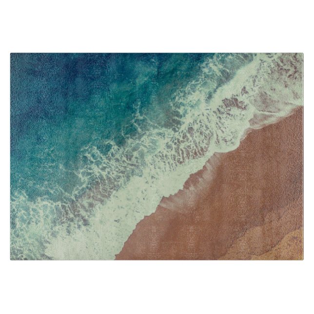 Ocean water beach sand summer seaside shore cutting board (Front)