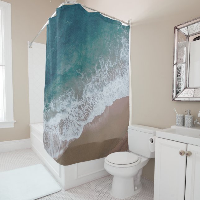 Ocean water beach sand summer seaside shore shower curtain (In Situ)