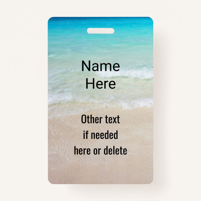 Ocean Water Beach Scene Custom ID Badge (Front)