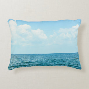Ocean Water, Clear Blue Sky. Decorative Cushion