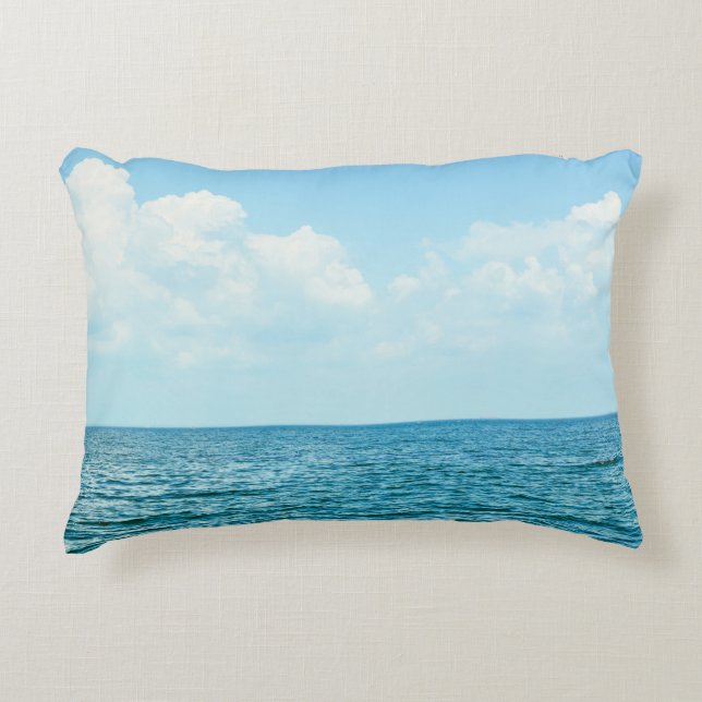 Ocean Water, Clear Blue Sky. Decorative Cushion (Front)