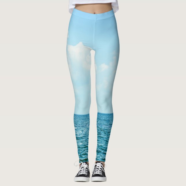Ocean Water, Clear Blue Sky. Leggings (Front)
