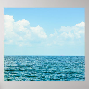 Ocean Water, Clear Blue Sky. Poster