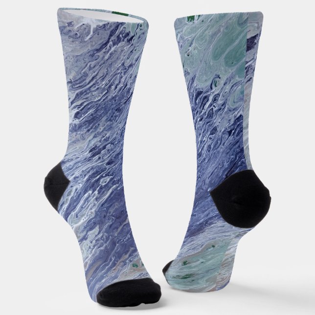 Ocean Water Painted Art Cosy Socks (Angled)