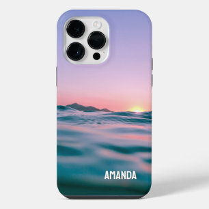 Ocean Water Sun Rise Island Relaxing Custom Name iPhone 14 Pro Max Case