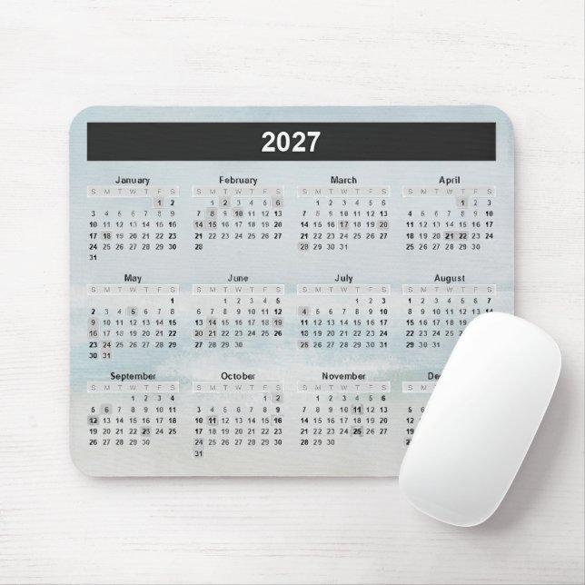 Ocean Watercolor 2027 Calendar Mouse Mat (With Mouse)