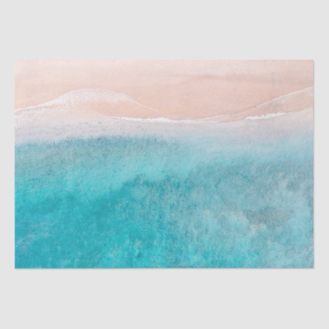 Ocean Watercolor Abstract 15x20 Decoupage Tissue Paper (Front)
