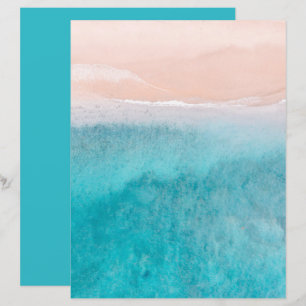 Ocean Watercolor Abstract Scrapbook 8.5x11 Paper