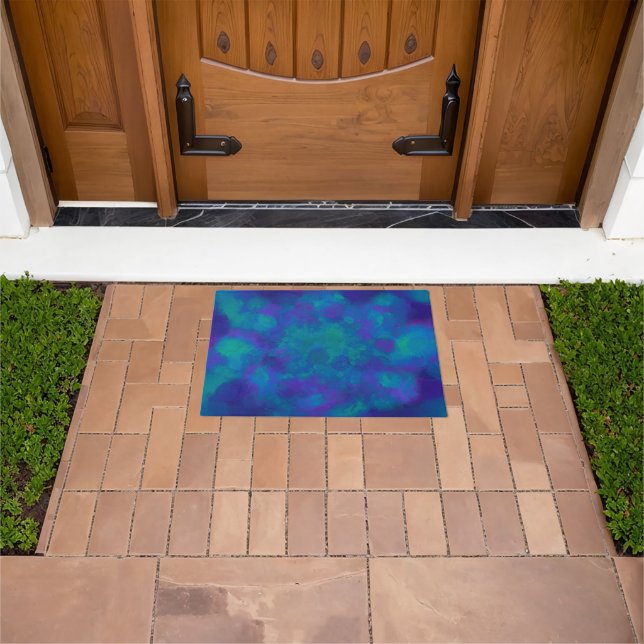 Ocean Watercolor Blue Green Teal Nautical Abstract Doormat (Outdoor)