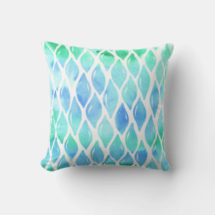 Ocean watercolor drops pattern Throw Pillow