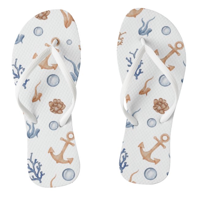 Ocean Watercolor Flip Flops (Footbed)