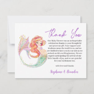 Ocean Watercolor MERMAID MOTHER TO BE  Thank You Card