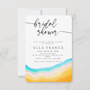 Ocean Watercolor Minimalist Bridal Shower Invitation