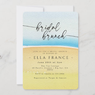 Ocean Watercolor Minimalist Bridal Shower Invitation