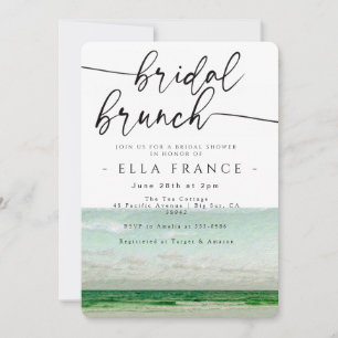 Ocean Watercolor Minimalist Bridal Shower Invitation