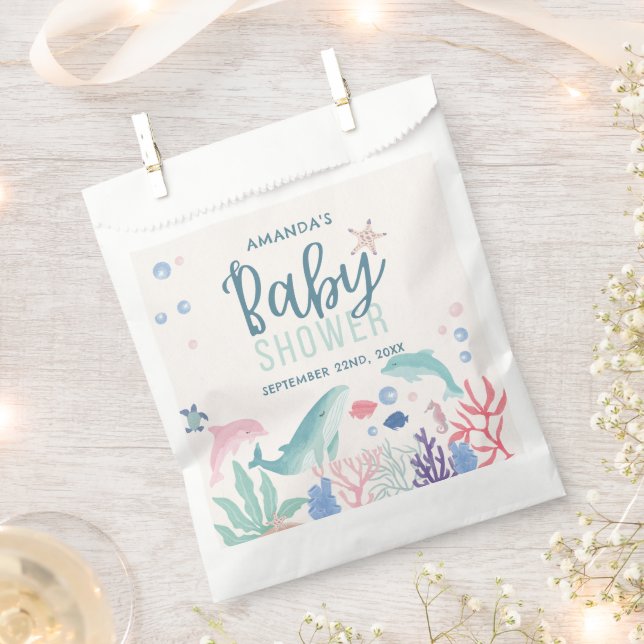 Ocean Watercolor Under the Sea Baby Shower Favour Bags (Clipped)