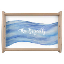 Ocean Watercolor Wave Acrylic Tray, Personalised