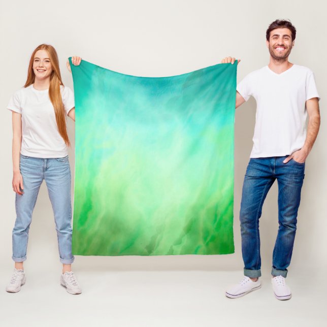 Ocean Watercolor Waves Fleece Blanket (In Situ)