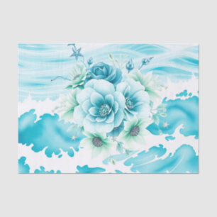 Ocean Watercolor with Seafoam  Tissue Paper