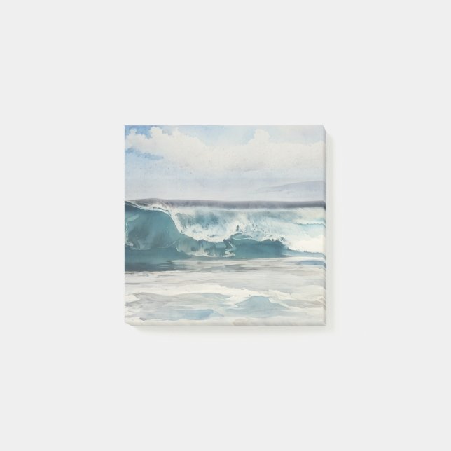 Ocean Wave Beach Art Post It Note Pad (Front)