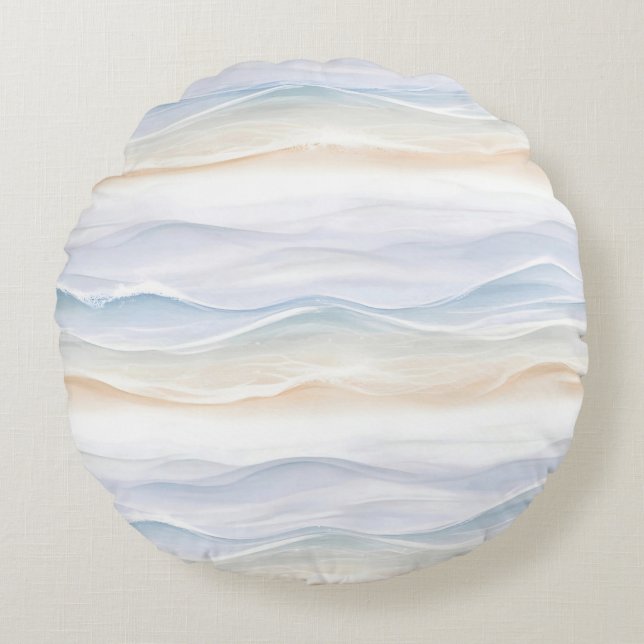 Ocean Wave Beach Design 365 Round Cushion (Front)
