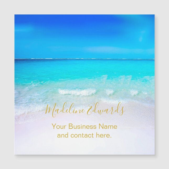 Ocean Wave Beach Gold Magnet Business Card  (Front)