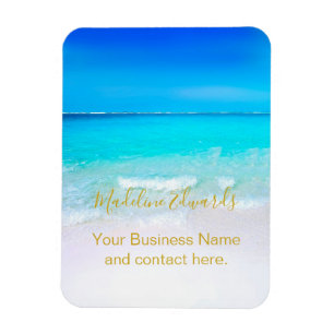 Ocean Wave Beach Scene Gold Modern Magnet