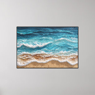 Ocean Wave Beach Scene Painting Abstract Wall Art