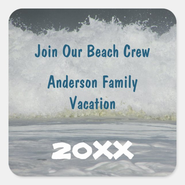 Ocean Wave Beach Trip Family Reunion Invite Seal  (Front)