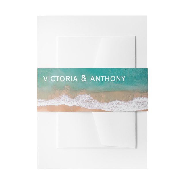 Ocean Wave, Beach Wedding Invitation Belly Band (Front Example)