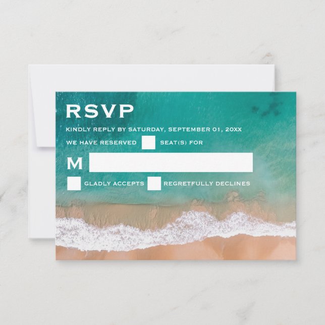 Ocean Wave, Beach Wedding RSVP Card (Front)