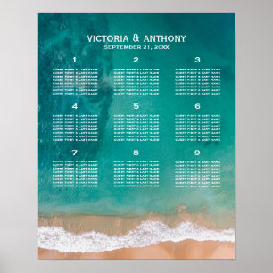 Ocean Wave, Beach Wedding Table Plan Poster