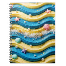 Ocean Wave Cake Coastal Beach Notebook