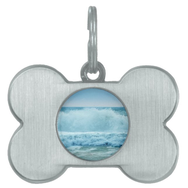 Ocean Wave Crashing Pet ID Tag (Front)