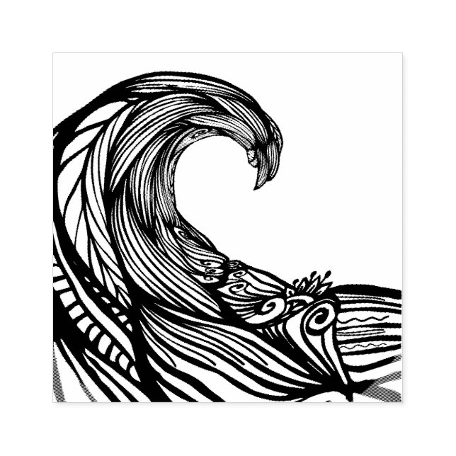 Ocean wave drawing rubber stamp (Imprint)