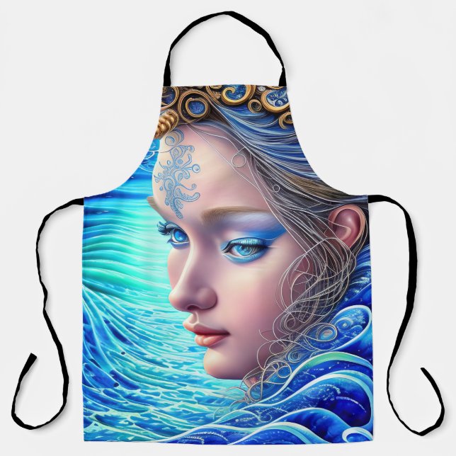 Ocean Wave Fantasy Goddess Art Apron (Front)
