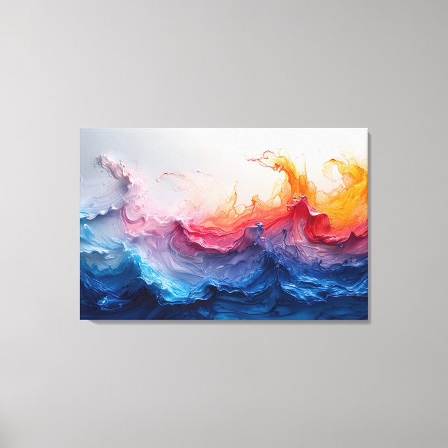 Ocean Wave Fluid Art Sunset Glow Abstract Canvas Print (Front)