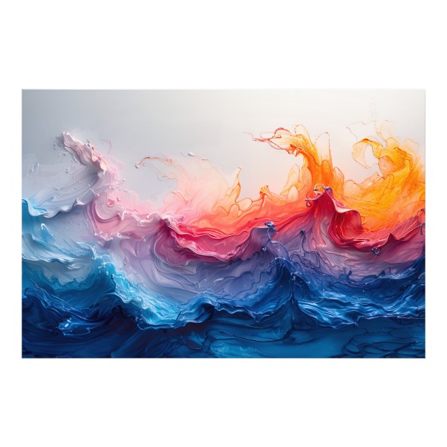 Ocean Wave Fluid Art Sunset Glow Abstract Photo Print (Front)