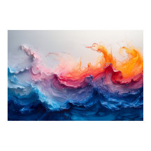 Ocean Wave Fluid Art Sunset Glow Abstract