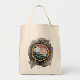 Ocean wave grocery tote bag