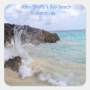 Ocean Wave John Smith’s Bay Beach Bermuda Square Sticker