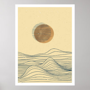 Ocean wave landscape poster