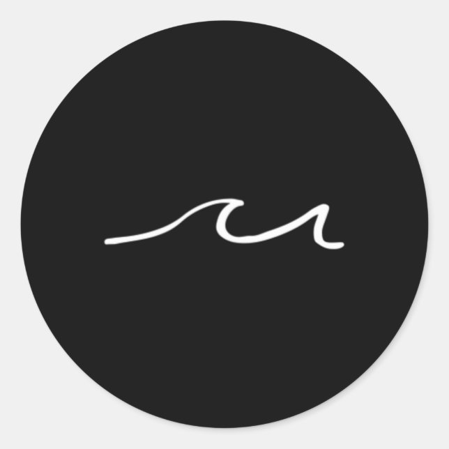 Ocean Wave Minimalist Design Ocean Lover Surfing S Classic Round Sticker (Front)
