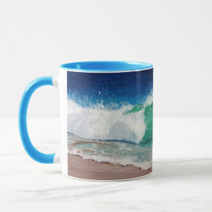Ocean Wave Mug with Blue Handle and Interior